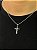Pingente Cruz Linear (17x26mm) Banhado A Ouro Branco PIN132 - Imagem 2