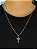 Corrente Elo Cadeado 60cm 2mm Fecho Tradicional + Pingente Cruz Detalhe Pontinhos (1,5X2,7CM) Banhada A Ouro18k COR008-PIN007 - Imagem 5