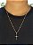 Corrente Elo Cadeado 60cm 2mm Fecho Tradicional + Pingente Cruz Palito Trançada (20x32mm) Banhada A Ouro 18k COR008-PIN073 - Imagem 1