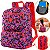 Mochila Grande de Costas Estampada Juvenil Bolso Triplo Frontal Vermelha - Imagem 1