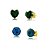 Kit de Brincos Coração Verde Esmeralda e Ponto de Luz Azul Safira Folheado a Ouro 18k - Imagem 1