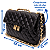 Bolsa Feminina Média Matelassê Transversal - França Preta Dourada - Imagem 3