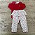 Conjunto Body Vermelho Calça Floral - Imagem 1