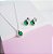 Conjunto Colar e Brincos Zirconia Gota Verde Esmeralda Cravejado Prata 925 - Imagem 1