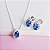 Conjunto Colar e Brincos Zirconia Gota Azul Cravejado Prata 925 - Imagem 3