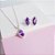 Conjunto Colar e Brincos Zirconia Navete Ametista Cravejada Prata 925 - Imagem 1