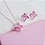 Conjunto Colar e Brincos Zirconias Rosa Prata 925 - Imagem 1
