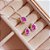 Conjunto Colar e Brincos Zirconia Rosa Pink Prata 925 - Imagem 3