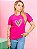 Tshirt Coração Onça - Rosa Fucsia - Imagem 1