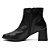 Bota Feminina Couro Cano Baixo Bico Quadrado Salto Grosso Casual - 801- Preto - Imagem 5
