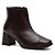 Bota Feminina Couro Cano Baixo Bico Quadrado Salto Grosso Casual Preto - 801-CAFE - Imagem 3