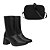 Bota Feminina Couro Cano Médio Bico Quadrado Salto Grosso+ Bolsa Bag Milão Preto-800 - Imagem 1