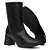 Bota Feminina Couro Cano Médio Bico Quadrado Salto Grosso+ Bolsa Bag Milão Preto-800 - Imagem 3
