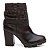 Bota Coturno Feminina Couro Zíper Apliques Cano Médio Casual - Marrom - Imagem 1