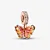 Charm Rose Pendente Borboleta Em Vidro Murano Laranja E Rosa - Imagem 1