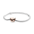 Bracelete Pandora Pulseira Prata E Fecho Coracao Rose - Imagem 1