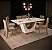 CONJUNTO MESA FLORA TAMPO CURVO OFF WHITE/CARVALHO NOBRE/OFF WHITE 6 CADEIRAS JADE - DJ MÓVEIS - Imagem 1