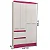 Roupeiro 4 Portas 2 Gavetas Maragogi Plus Flex 3047R-366 Branco/ Rosa Brilho - ATUALLE MOVÉIS - Imagem 1