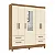 Roupeiro 5 Portas 4 Gavetas C/Pés e Espelhos Vitoria Plus 4322R-355 Canelato Rust- Natural Off White - ATUALLE MÓVEIS - Imagem 1