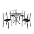 Conjunto Mesa 4 Cadeira Marica 70X70 Tb Preto Tpo Granito Topázio Tec. Corino Preto - MÓVEIS TEIXEIRA - Imagem 1