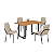 Conjunto Mesa 4 cadeira Lunna 120X90 tb Preto TPO BR Proa Cad. Malibu Tec. Linho Bege - MÓVEIS TEIXEIRA - Imagem 1