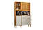 Kit Cozinha 5 Portas 1 Gaveta Chardo Frisado 100% MDF Canela/ Off White - RIO DOCE - Imagem 1