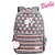 Mochila Barbie Bolinhas Cinza e Rosa com Pompom de Costa - Imagem 2