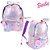Mochila Feminina Barbie Holográfica Roxa c Pompom de Costa - Imagem 5