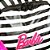 Mochila Barbie Listrada Branco e Preto com Pompom de Costa - Imagem 4