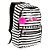 Mochila Barbie Listrada Branco e Preto com Pompom de Costa - Imagem 1