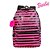 Mochila Barbie Listrada Rosa e Preto com Pompom de Costa - Imagem 2