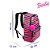 Mochila Barbie Listrada Rosa e Preto com Pompom de Costa - Imagem 7