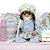 Boneca Bebê Reborn Silicone Cabelos Castanhos Roupa Azul - Imagem 2