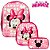 Mochila Menina Infantil Minnie Lancheira Estojo Rosa CR - Imagem 1
