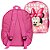 Mochila Menina Infantil Minnie Lancheira Estojo Rosa CR - Imagem 2