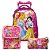 Kit Mochila Escolar Infantil Rosa Princesas de Rodinhas - Imagem 1
