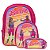Mochila Infantil Feminina Barbie Ken Costas Lancheira Estojo - Imagem 1