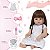 Boneca Reborn Realista Menina Linda Cabelo Castanho 13 Itens - Imagem 4