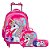 Kit Mochila Infantil Feminina Carrinho Unicórnio 3D Cor Rosa - Imagem 1