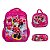 Kit Mochila Infantil Minnie Mouse Costas 3D Lancheira Rosa - Imagem 1