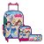 Kit Mochila Infantil Rodinha Princesas Lancheira Estojo Rosa - Imagem 1