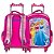 Kit Mochila Infantil Menina Rodinhas Princesas 3D Cor Rosa - Imagem 5
