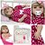 Boneca Reborn Bebê Abigail Vestido Bolinha Rosa 13 Itens - Imagem 1