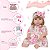 Boneca Reborn Menina Loira Vestido Florido Bolsa 20 Itens - Imagem 3