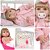 Boneca Reborn Realista Menina Linda Kit Itens Roupão Rosa - Imagem 1