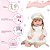 Boneca Reborn Realista Loira Vestido Bege Enxoval Completo - Imagem 3