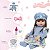 Boneca Bebe Reborn Realista Vestido Florido Azul 13 Itens - Imagem 4