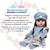 Boneca Reborn Silicone Enxoval Completo Vestido Florido Azul - Imagem 2