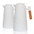 Kit 2 Garrafa Térmica Café 1l Grande Cabo Madeira Cor Branca - Imagem 1