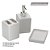Kit Para Banheiro 3 Peças Porcelana Quadrada Cor Branca - Imagem 4